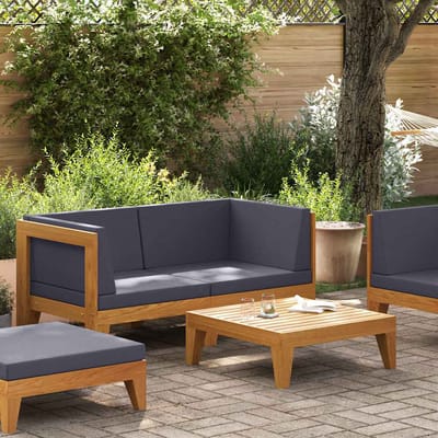 vidaXL - 2-delige - Loungeset - met - kussens - massief - acaciahout