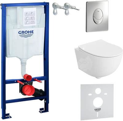 GROHE SOLIDO LAVITA BRAVA - Inbouw WC - Chromen Skate Air Drukplaat - Wit Hoogglans - Rimless Toiletset Compleet