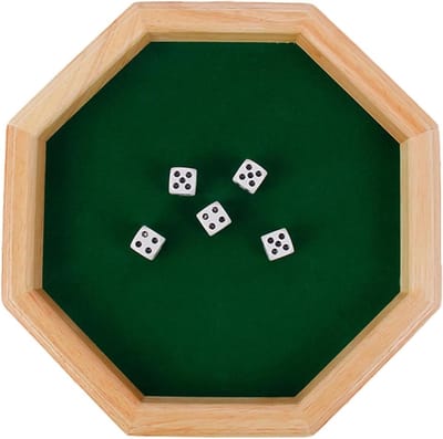 Houten Dobbelsteenbak - Draagbare Rolbak - Spelplezier Thuis - Verhoogde Randen - 12x12x4 cm - Meerkleurig