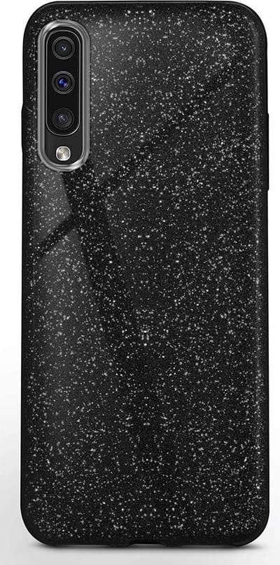 LuxeBass Samsung Galaxy A21S - Glitter Siliconen - Zwart - telefoonhoes - gsm hoes - gsm hoesjes