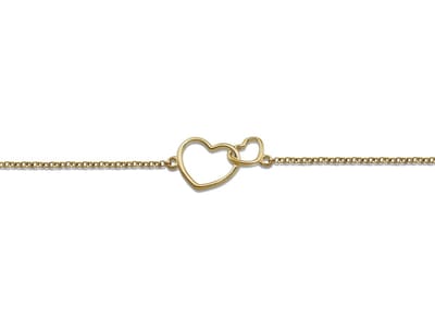 JWLS4U XB005G XoXo Armband Two Hearts zilver goudkleurig 16-19 cm