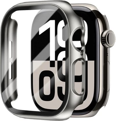 Strap-it Hard case hoesje met screen protector glas - geschikt voor Apple Watch Series 10 - 42mm (titanium leisteen)