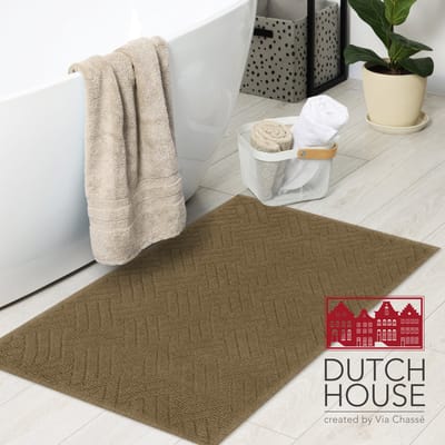 Dutch House Badmat Gaeta - Badmat 50x80cm - Taupe - Antislip - Badmatten - Anti Slip Douchemat - Badkamer Mat - Snel Absorberend - Snel Drogende Badmat