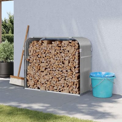 Houtopslag Rek - Brandhouthouder Stapelaar - Efficiënte Opslag - Gegalvaniseerd Staal - 120 x 45 x 100 cm - Lichtgrijs