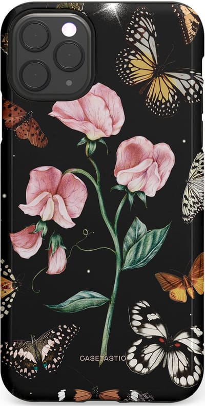 Casetastic hoesje geschikt voor Apple iPhone 11 Pro Max - Dubbellaagse bescherming - Vleugels en bloemen - Fashion Case - Zwart Grijs Taupe