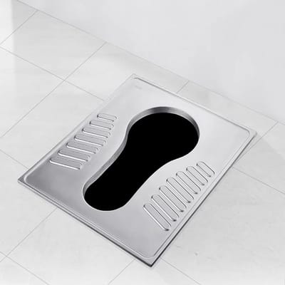 Hurktoilet Roestvrijstaal - Platteland Toilet - Toilet Renovatie - Zonder Doorspoeling - 1 Stuk - Zilver