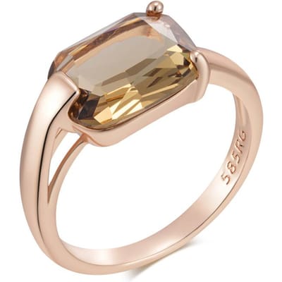 Bague de Mariage Carrée Marron Zircon Naturel Mariée Mode Couleur Or Rose Accessoires Haute Qualité Bijoux Quotidien Femme 10 beige