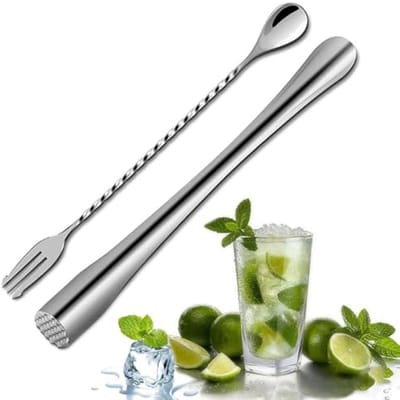 Cocktailstamper met lepel - Roestvrij staal cocktailaccessoires voor keuken en bar