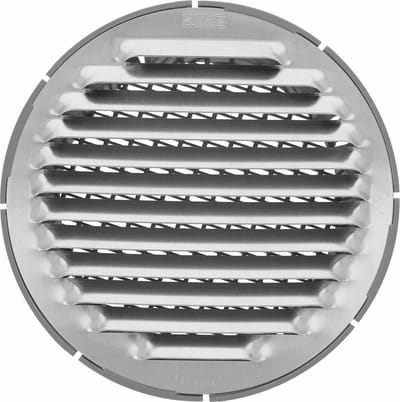 AMIG Ventilatierooster/muurrooster rond - voor 80mm buisaansluiting - aluminium - zilver - schoepenrooster - tegen vuil en insecten