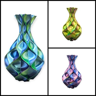 Layerzz - Vaas Wave Elegance - 3-D print - voor droogbloemen en zijdebloemen - modern - kleurrijk - Polar Sky (LIMITED EDITION)