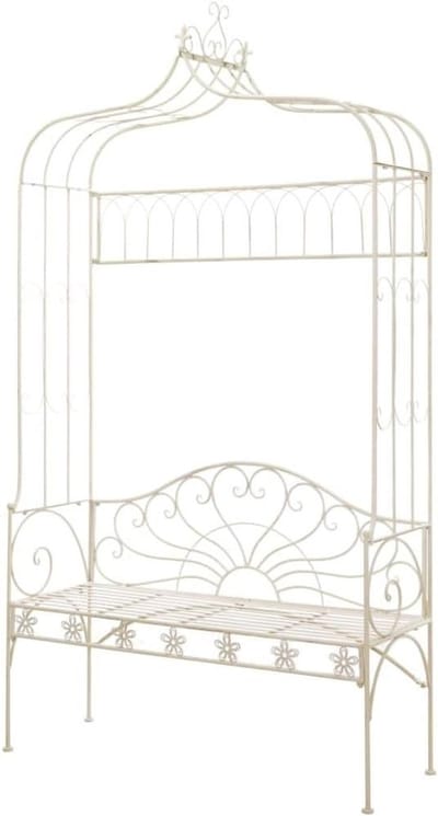 Tuinbank - Zitbank Buiten - Terras Aankleden - Antieke Stijl - 122 cm - Antiek Wit