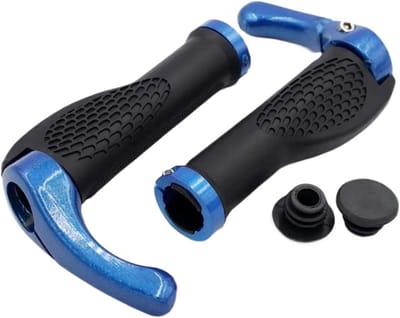 Fietsstuurgrepen - Ergonomische handgrepen - Comfortabel fietsen - Vergrendelingsmechanisme - 17 x 12 x 3 cm - Blauw