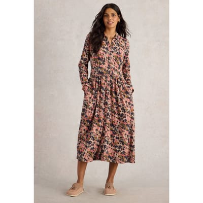 White Stuff Lottie Jersey Shirt Dress Pink Multi Maat: 12 REGULAR | Blousejurken Outlet | Dames | Roze