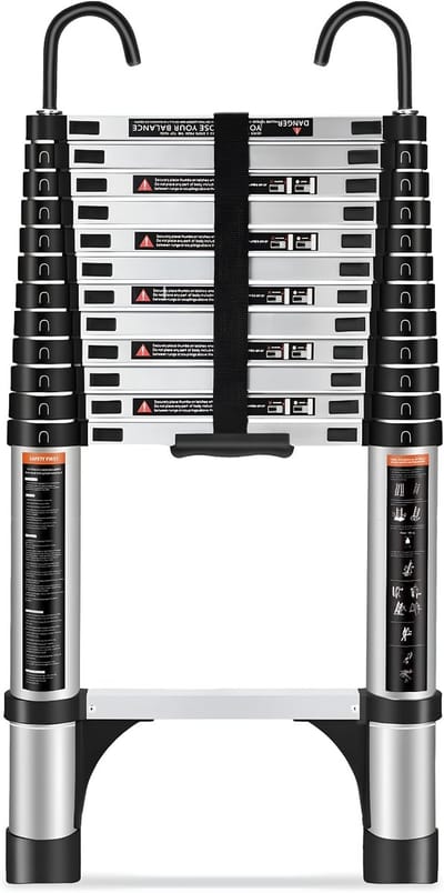 JCP® Ladder - Laadcapaciteit 150 kg - Telescoopladder - Vouwladder - Zwart - 79cm x 48cm x 9cm