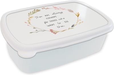 Broodtrommel Wit - Lunchbox - Brooddoos - Quotes - Spreuken - There are always flowers for those who want to see them - 18x12x6 cm - Volwassenen