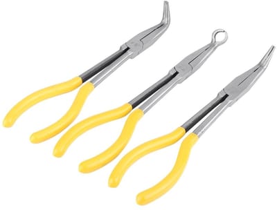 Dailygoods - Extra Lange Neus Tang Set - 11 Inch - Handige Huishoudtool - 3 Stks - Gebogen Neus Tang - Voor Precisiewerk - O-vorm Tip