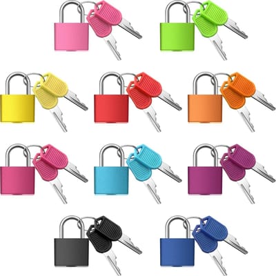 Allecto - 10 Stuks Koffersloten met Sleutels - Metaal Hangslot - Duurzaam en Corrosiebestendig - Meer kleuren - Veiligheid voor School en Gymnastie..