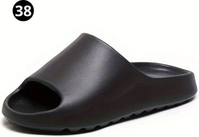 Livano Comfortabele Slippers - Badslippers - Teenslippers - Anti-Slip Slides - Flip Flops - Stevig Voetbed - Zwart - Maat 38