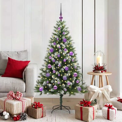 vidaXL - Kunstmatige - Scharnierende - Kerstboom - met - Gevlokte - Sneeuw - Warmwit