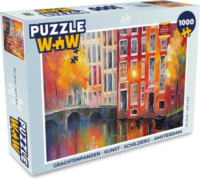 Puzzel Grachtenpanden - Kunst - Schilderij - Amsterdam - Legpuzzel - Puzzel 1000 stukjes volwassenen