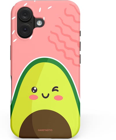 Casetastic hoesje geschikt voor Apple iPhone 16 - MagSafe - Dubbellaagse bescherming - Avocado Vibes - Fashion Case - Perzik Geel Donkergrijs Koraal