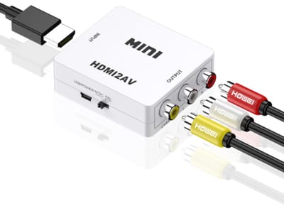 Oneay HDMI naar AV, HDMI naar 3RCA-converter, 3RCA CVBS composiet video- en audioadapter met USB-oplaadkabel, geschikt voor tv's, dvd-spelers, PAL, PS3 en NTSC (wit).