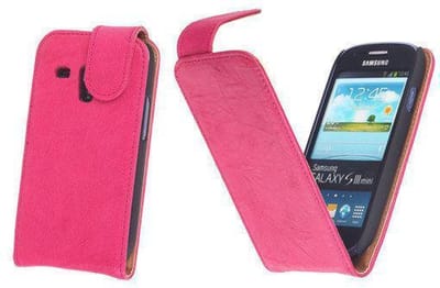BestCases Roze Kreukelleer Flipcase Samsung Galaxy S3 Mini i8190