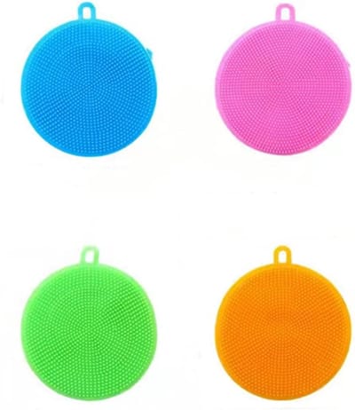 4 pieces silicone dish brush, silicone sponges for the kitchen, for washing vegetable fruit bowl, saucer pot. - ShopVlot