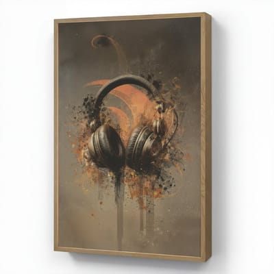 Wandlamp 60x90 cm - Oplaadbaar - Koptelefoon - Bruin - Verf - Vintage - Wandlampen binnen woonkamer - Slaapkamer lamp - Decoratieve nachtlamp - Vloerlamp draadloos