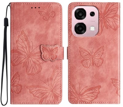 Coverup Hoesje - Geschikt voor OPPO A6 Pro 5G Hoesje - Coverup Vlinders Book Case - Roze