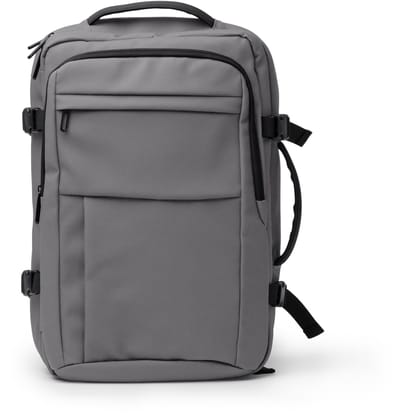 Grijze Rugzak gemaakt van PU-leer 21 liter. Veel vakken incl laptopvak, model Oregon