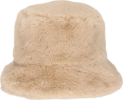 Sarlini - Bucket hat - Vissershoedje - Dames - Imitatiebont - Fluffy - Winter - 56 cm - beige