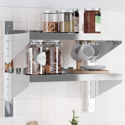 vidaXL - Wandschap - 2-laags - 50x30x48 - cm - roestvrijstaal - zilverkleurig