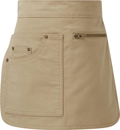 'Metro'  Apron KHAKI PR138  Met een tabletzak in jeansstijl en een ritszak. Regelbare riem met sluithaak in antiek messing en een D-ring.