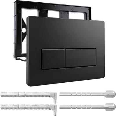 WC Drukplaat - Spoelbak Bediening - Toilet Onderhoud - Dubbele Spoelfunctie - 245 x 164 mm - Mat Zwart