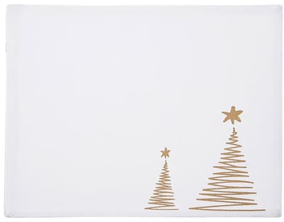 Orion - Katoenen Tafelloper - Wit - Kerstboom Motief - 33,5x26 cm