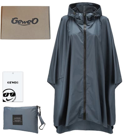 Geweo Regenponcho Volwassenen - Waterdichte Fietsponcho Unisex - Ajusteerbare Capuchon & Snap-buttons - One Size Herbruikbaar - Fietsen & Outdoor-Diepblauwe