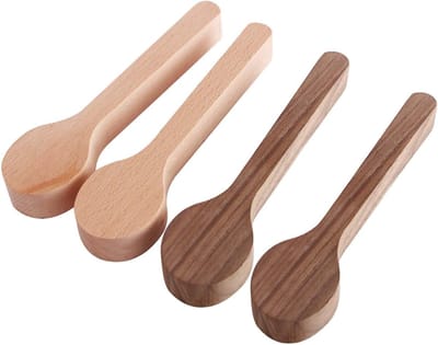 Set van 4 Houten Snijlepels onbewerkt van Beuken en Walnoot - Ideaal voor Houtsnijwerk en Ambachtelijke Projecten voor Beginners