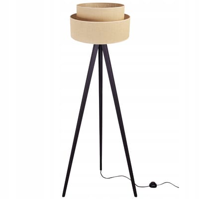 Light Home JUTA - Vloerlamp Staande Lamp - Houten Statief - Stoffen Kap Ø45 cm