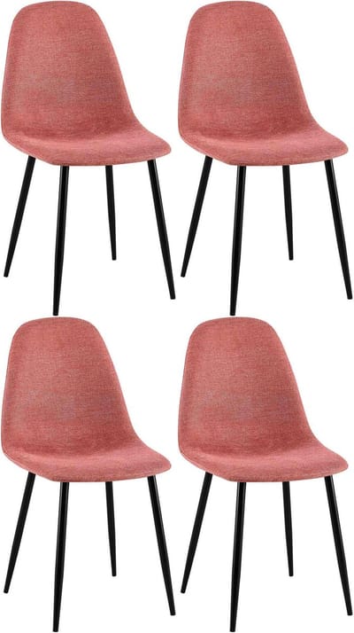 CLP Napier Set van 4 eetkamerstoelen - Modern Design - Zonder armleuning - Metalen Onderstel - Comfortabele Rugleuning - Max.150 kg - Stof/oranje