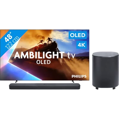 Philips Ambilight 48'' OLED760 4K (2025) + JBL Bar 500 MK2 Zwart