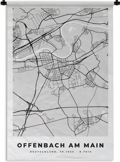 Wandkleed - Wanddoek - Offenbach Am Main - Kaart - Stadskaart - Plattegrond - Duitsland - 120x180 cm - Wandtapijt