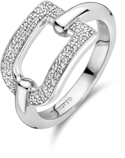 TI SENTO Dames Ring - 925 zilver - Zirconia wit - Maat 17.25 mm / maat 54 - 12320ZI