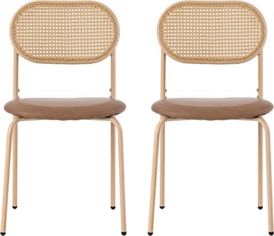Eetkamerstoel set van 2 Vrijetijds Stoelen Bruin Woonkamer Stoel Slaapkamer stoel