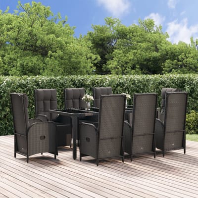 vidaXL - 9-delige - Tuinset - poly - rattan - zwart