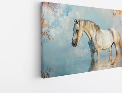 Saammp Canvas Schilderij - Paard - Abstracte kunst - Natuur - Dieren - 45x30 - Foto op canvas - Wanddecoratie - Muurdecoratie Woonkamer - Slaapkamer decoratie - Canvas Print