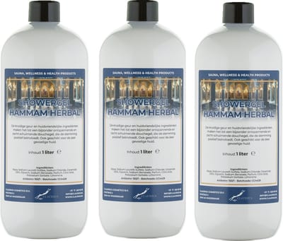 Douchegel Hammam Herbal 1 liter - set van 3 stuks - showergel