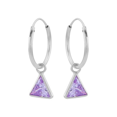 WeLoveSilver - zilveren oorringen - cubic zirkonia - lavendel