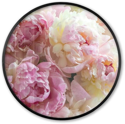 Poster in lijst Rond - Fotolijst 60x60 cm - Posters - Vintage - Bloemen - Rozen - Natuur - Ronde posterlijst zwart - Decoratie - Wanddecoratie woonkamer - Muurdecoratie slaapkamer