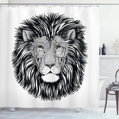ABAKUHAUS Indie douchegordijn – Badkamer 175x180 cm – Zwart/Wit
